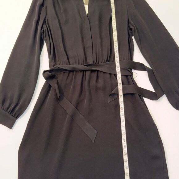 NWT Joie Leonore Shirt Dress Silk Button Down Tie Waist Black Caviar Career sz L - Picture 10 of 16